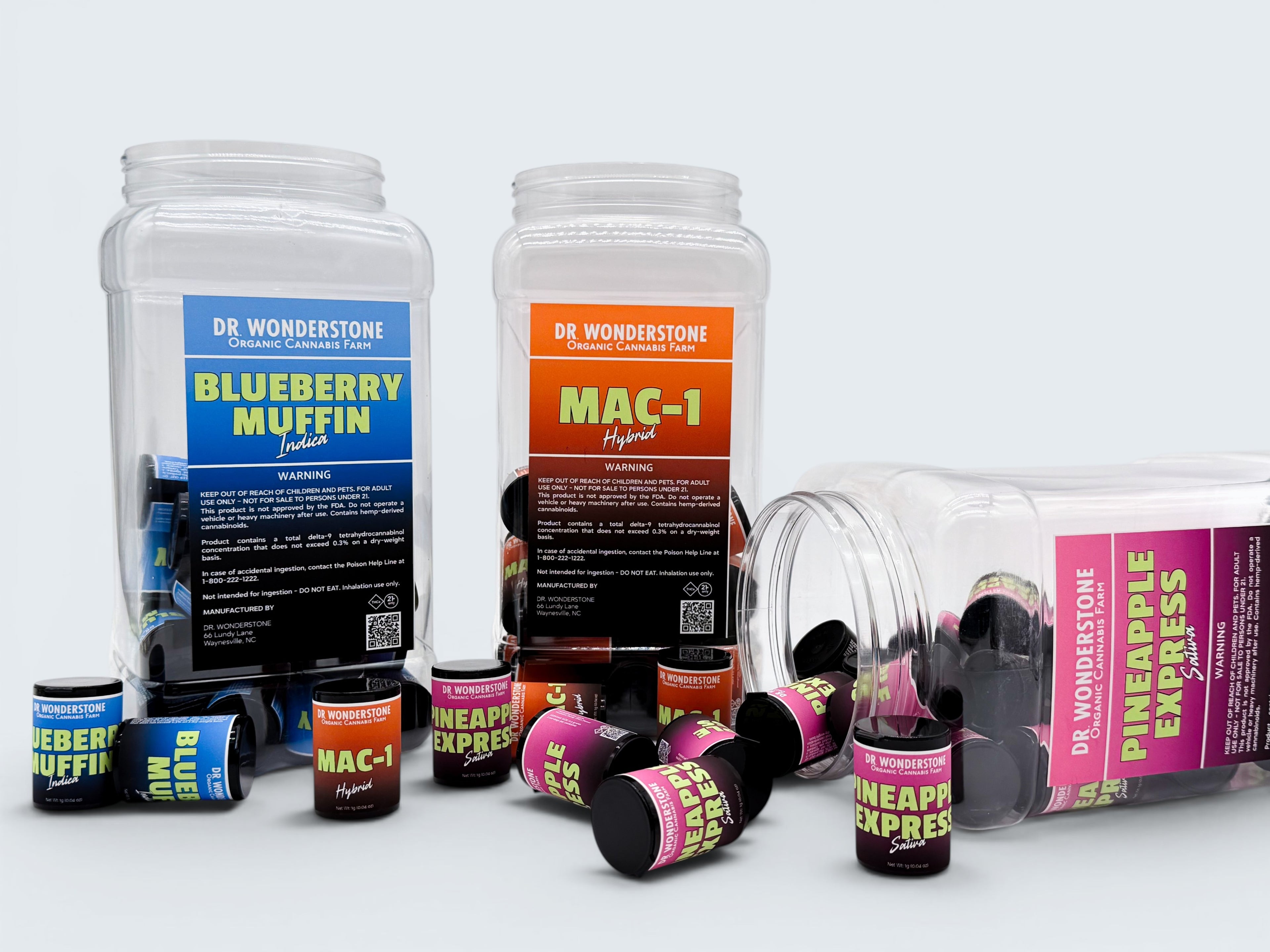Dr. Wonderstone's pre-packaged 1 gram units of wholesale THCa buds for retail stores