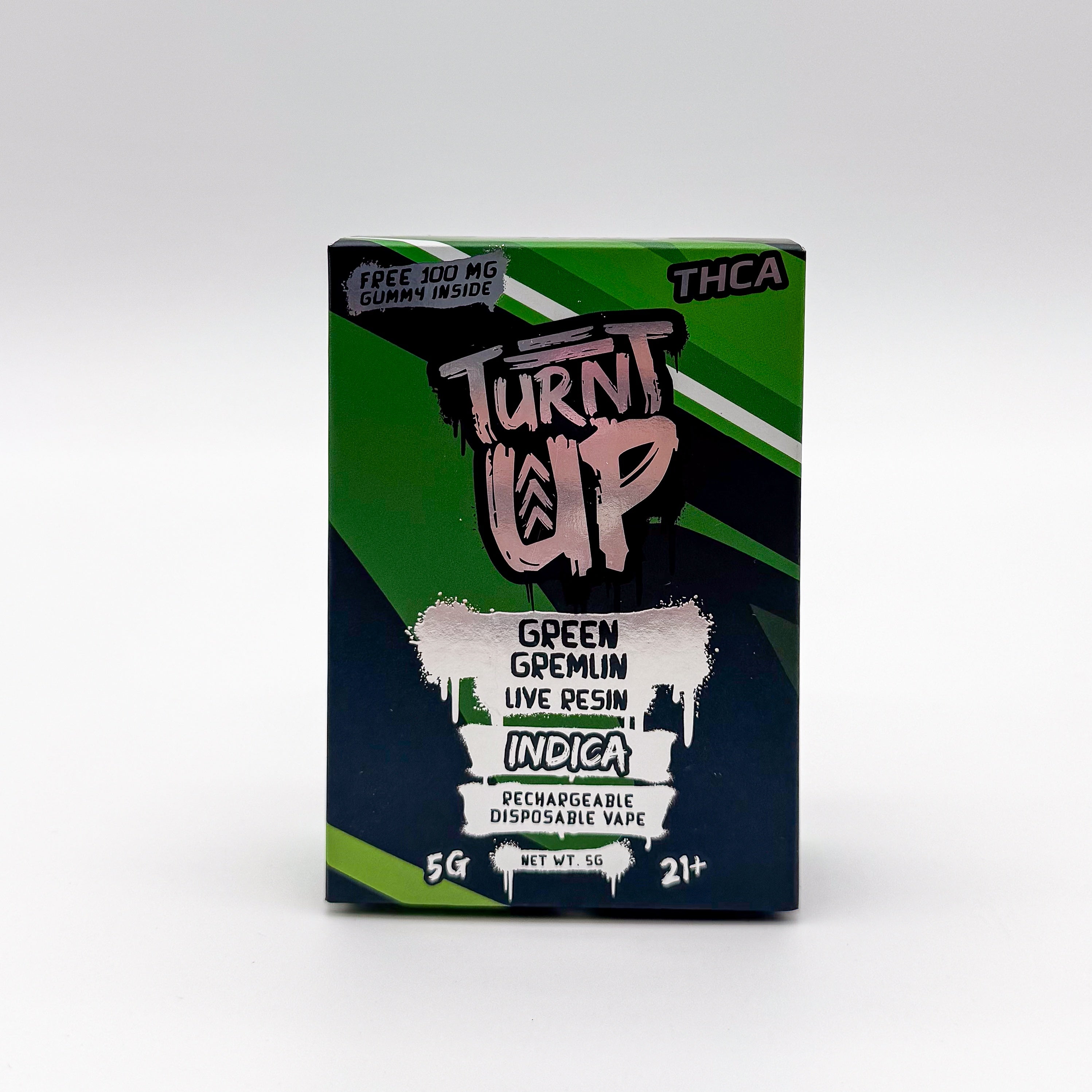 Turnt Up Green Gremlin Live Resin THCA Disposable – 5 g