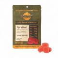 Wildwood Cannabis Co. Tiger's Blood resin gummies packaging with gummies displayed.