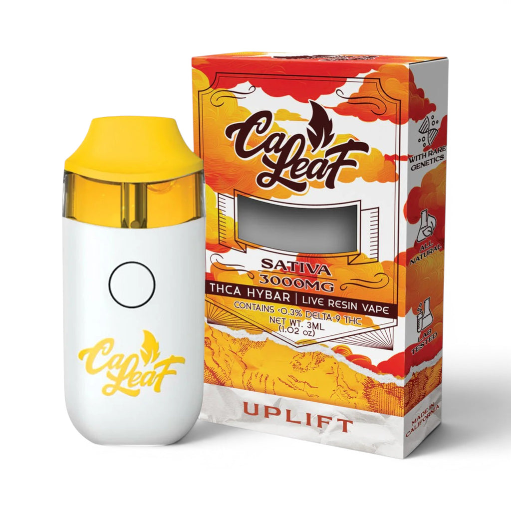 Dr. Wonderstone CaLeaf THCA HYBAR 3g Sativa disposable vape with white device and orange illustrated packaging.
