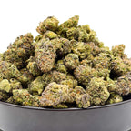 Dr. Wonderstone Cosmic Runtz premium indoor THCa flower with dense green buds, orange pistils, and heavy trichome frost.
