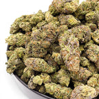 Dr. Wonderstone Cosmic Runtz premium indoor THCa flower buds with dense green and purple structure and trichomes.