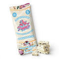 Dr. Wonderstone DayTripper Cookies and Cream white chocolate bar with mushroom-inspired packaging and stacked pieces.