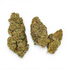 Dr. Wonderstone Elektra Ice THCa flower buds with frosty green leaves and orange pistils on a white background.
