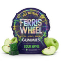Dr. Wonderstone Ferris Wheel sour apple mood gummies in a purple pouch with fresh green apple slices