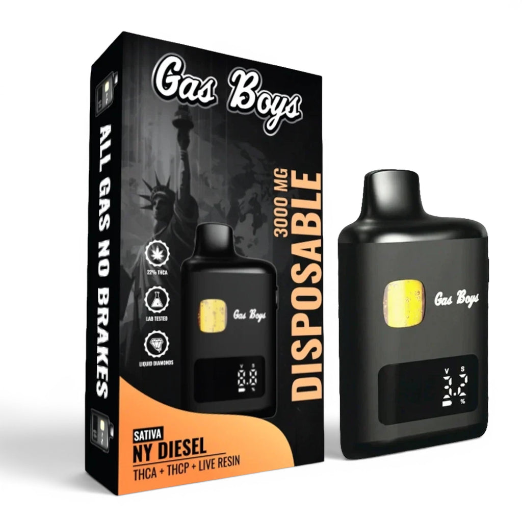 Dr. Wonderstone Gas Boys 3000mg THCa and THCP live resin disposable vape in black with digital display