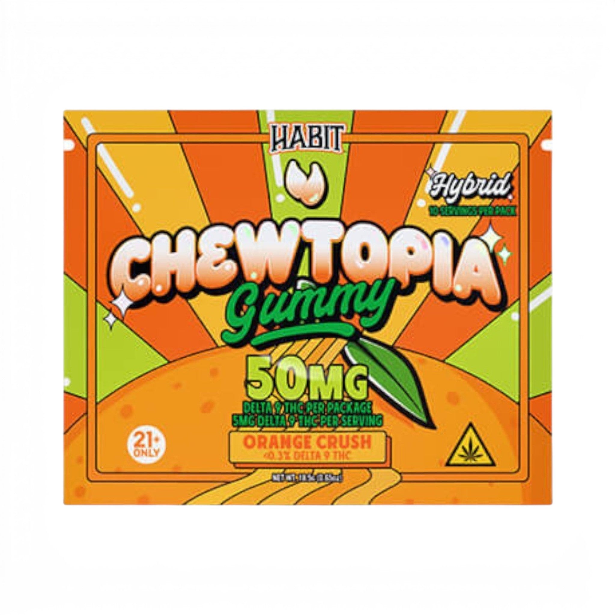 Dr. Wonderstone Habit Chewtopia Orange Crush Delta-9 THC gummy pouch with 50mg total content.