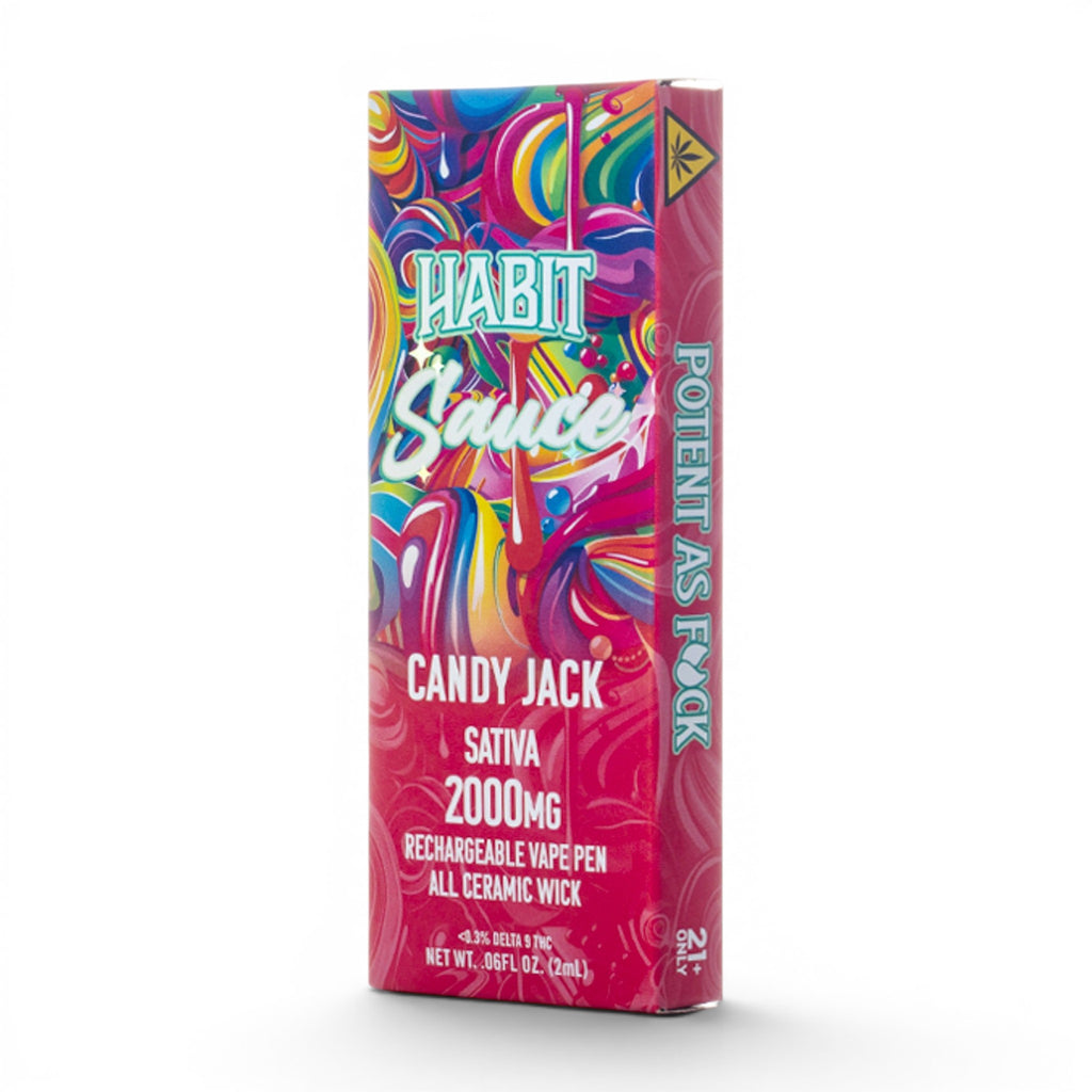 Dr. Wonderstone Habit Sauce Candy Jack 2g THCA disposable vape pen in a vibrant, colorful candy-themed box.