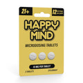 Dr. Wonderstone Happy Mind 10mg spearmint microdosing tablets in yellow blister pack for cognitive elevation.
