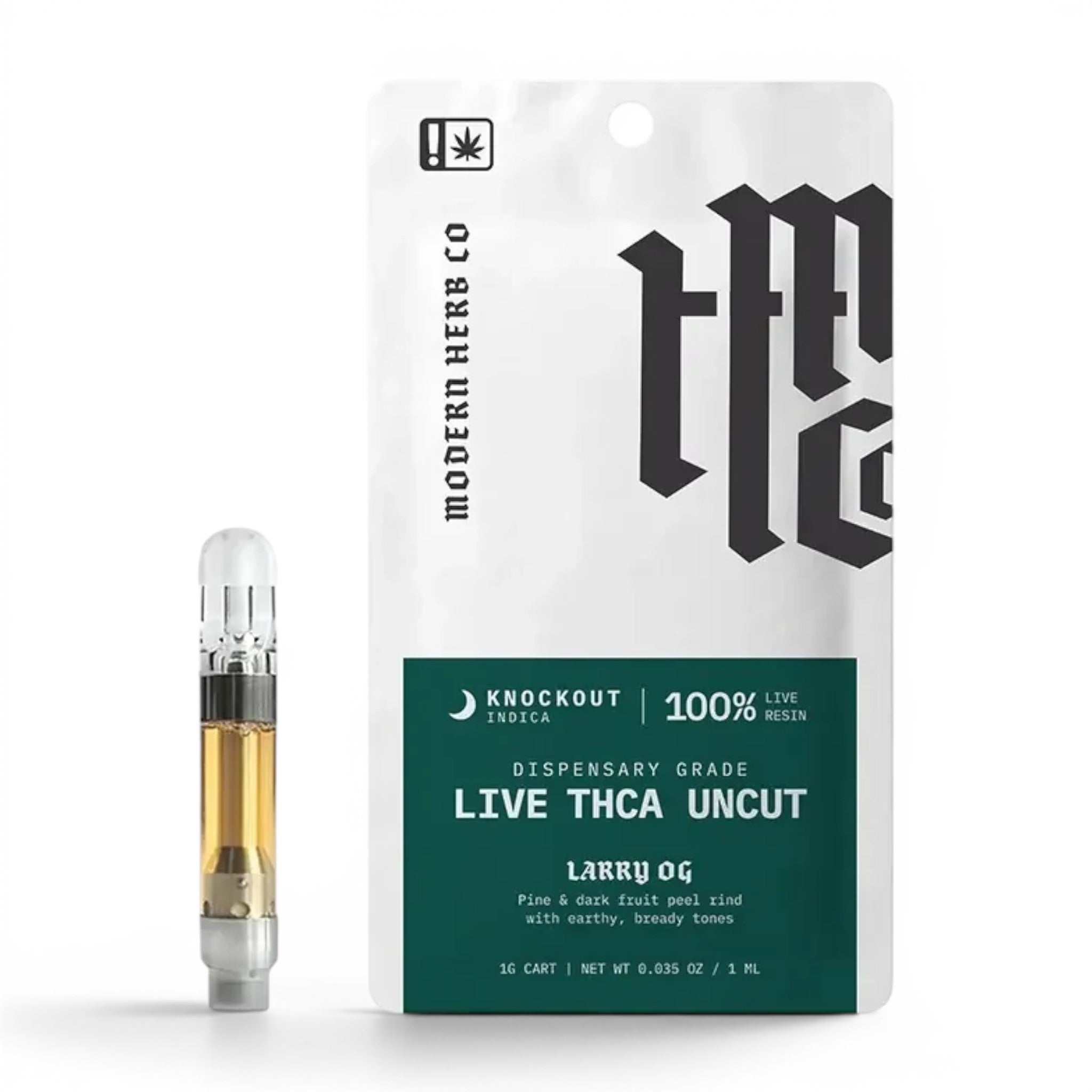Dr. Wonderstone Modern Herb Larry OG THCa live resin vape cartridge with 1g packaging pouch