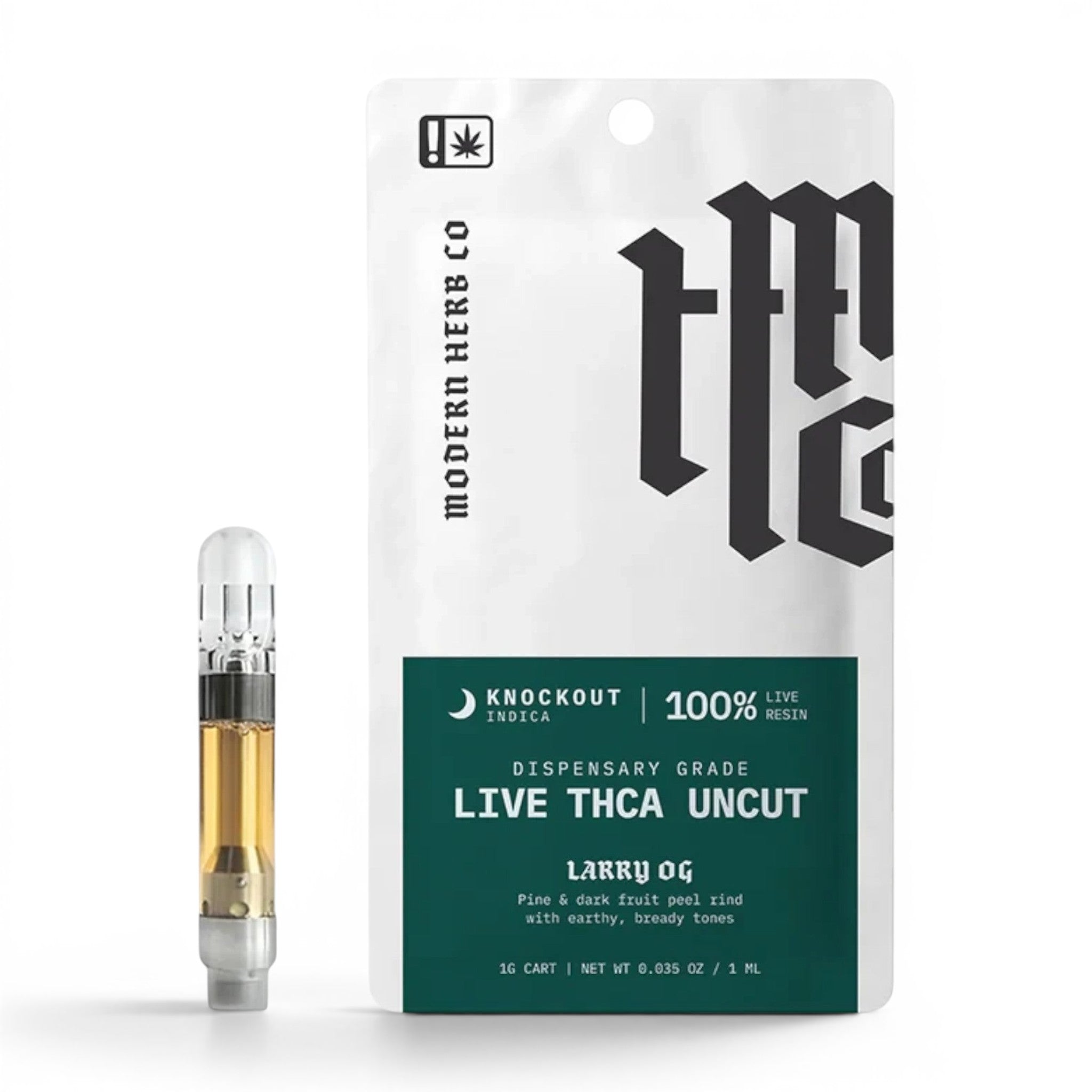 Dr. Wonderstone Modern Herb Larry OG THCa live resin vape cartridge with white and black branded packaging.