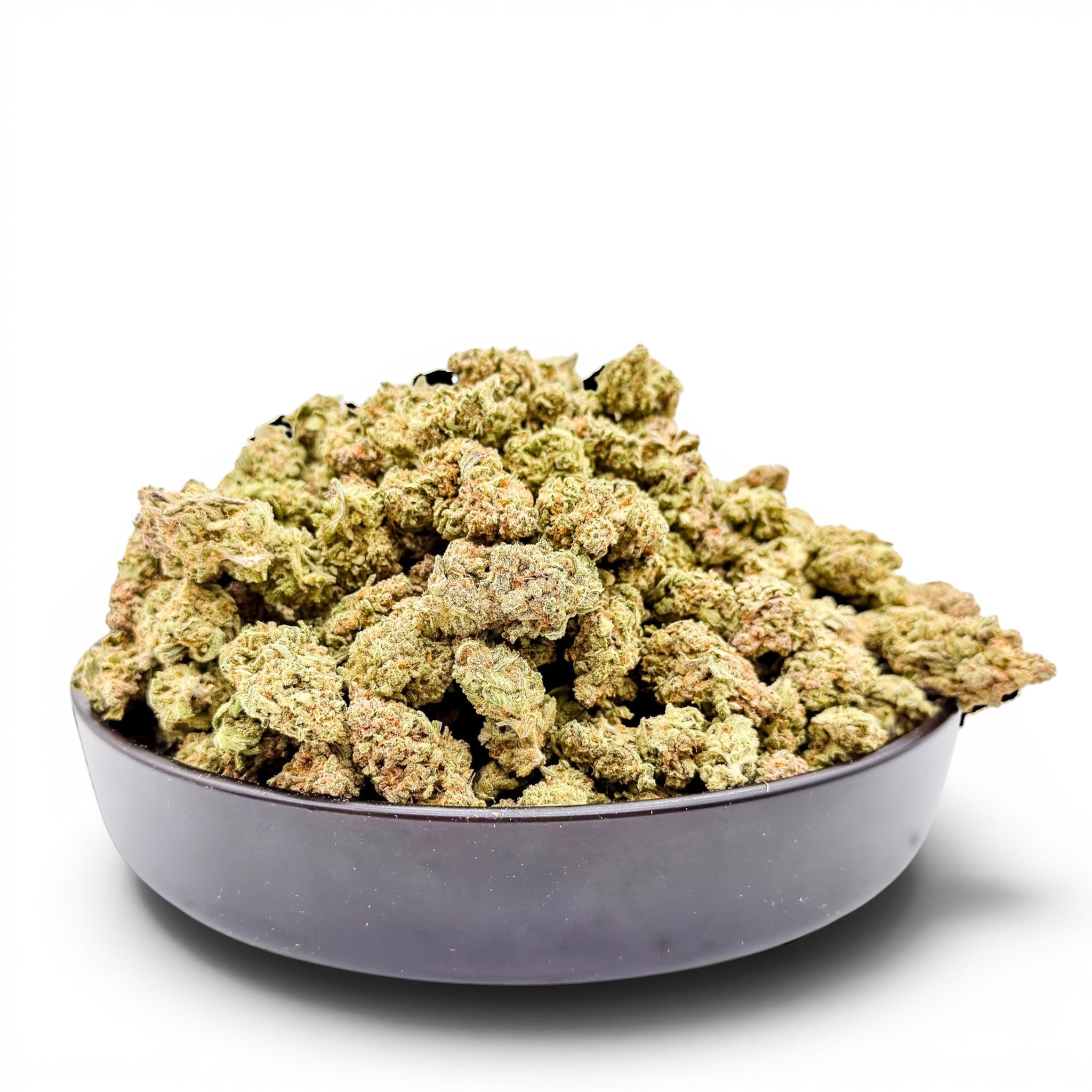 Dr. Wonderstone MAC-1 THCa flower in a black bowl, featuring frosty, resin-dense green buds with a citrus-diesel profile.