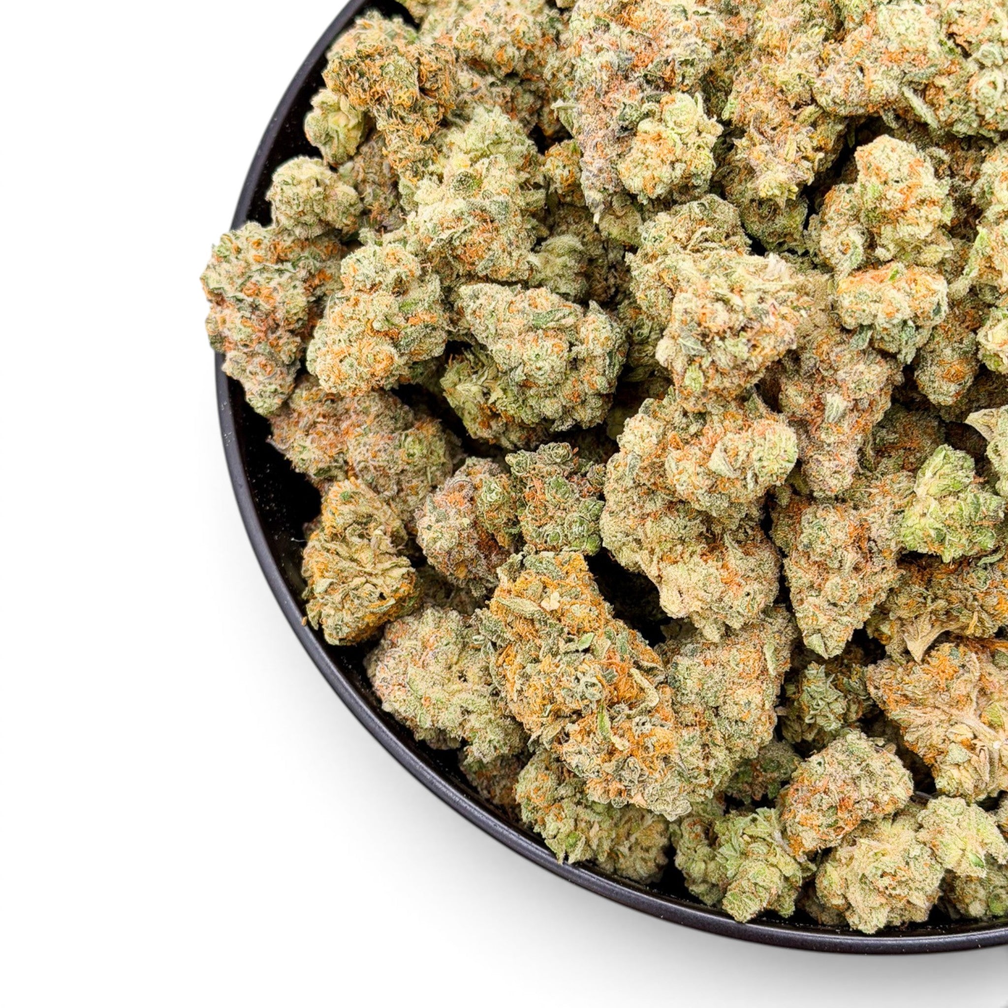 Dr. Wonderstone Orange Blueberry Muffin THCa flower featuring dense, resin-rich green buds with vibrant orange pistils.