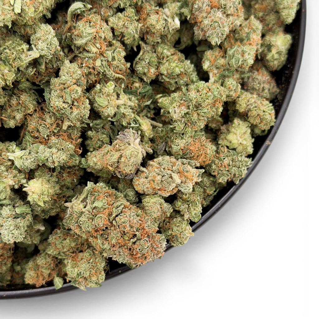 Dr. Wonderstone Pancakes premium THCa flower buds featuring dense green nugs with vibrant orange pistils.