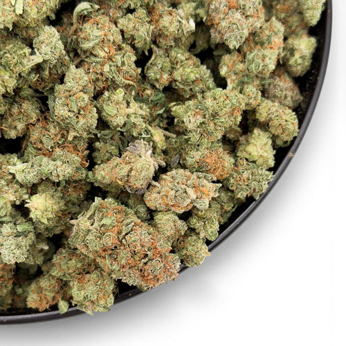Dr. Wonderstone Pancakes premium THCa flower buds featuring dense green nugs with vibrant orange pistils.