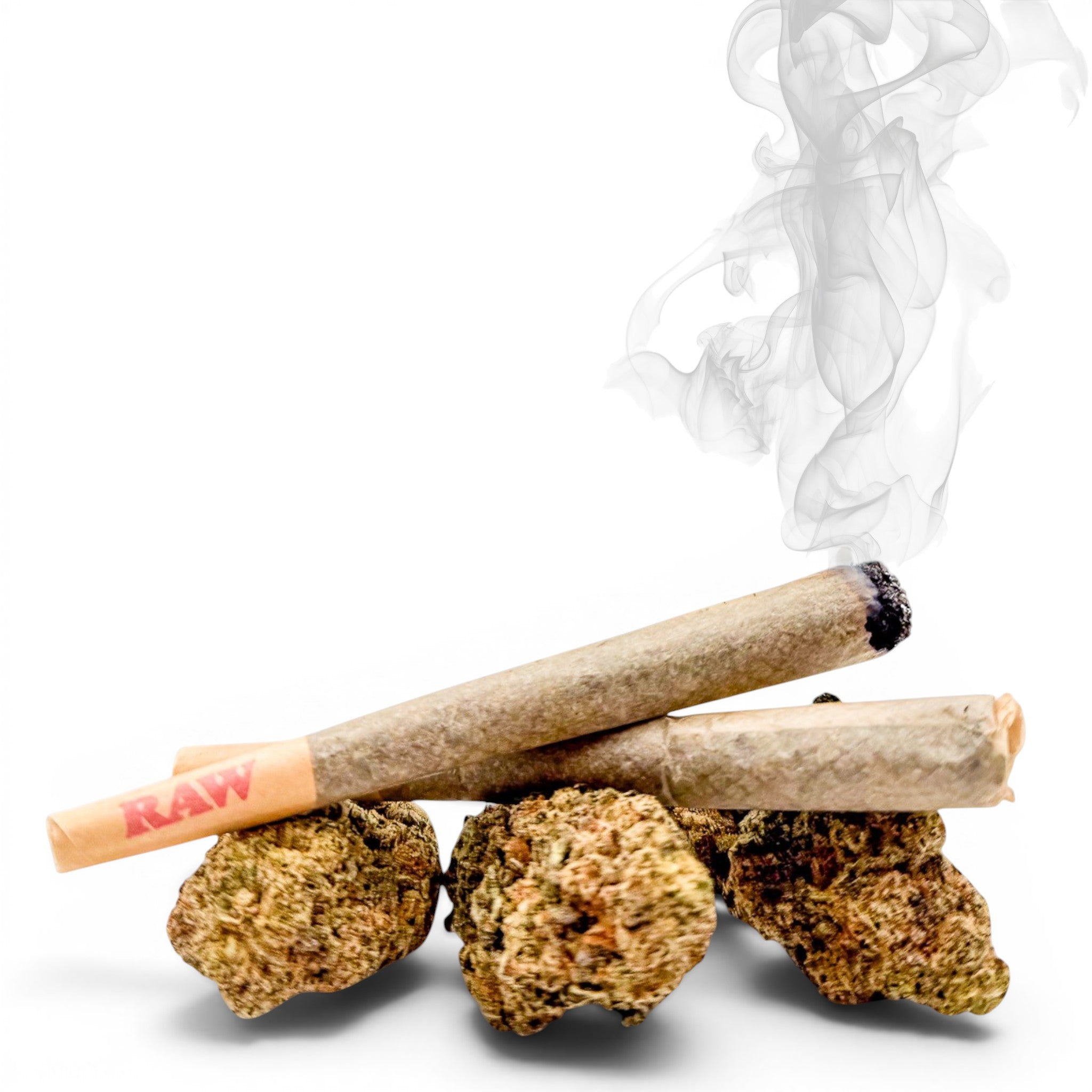 Dr. Wonderstone premium THCa hash hole joint with a center hash concentrate core resting on dense cannabis flower buds