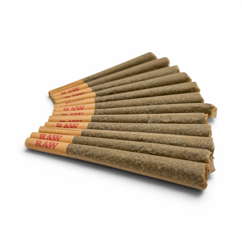 Dr. Wonderstone premium THCa pre-rolls in RAW cones arranged in a fan shape on a clean white background.