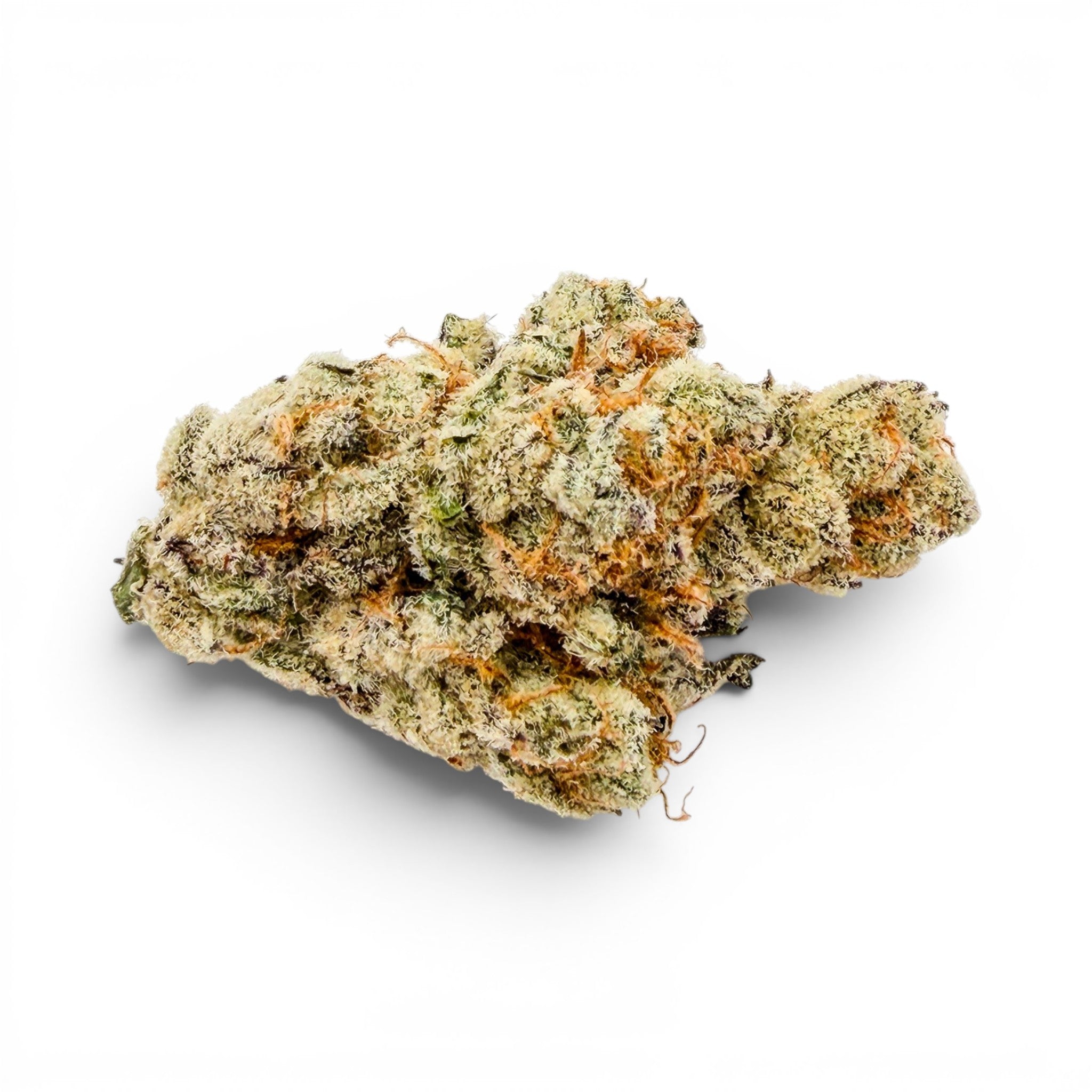 Dr. Wonderstone Toffee Headz premium THCa flower bud with dense green foliage and orange pistils