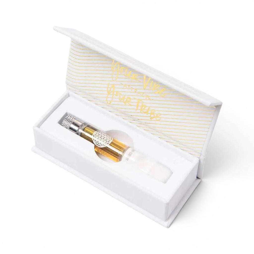 Dr. Wonderstone TribeTokes 1g live resin THCa vape cartridge in white branded gift box with gold lettering.